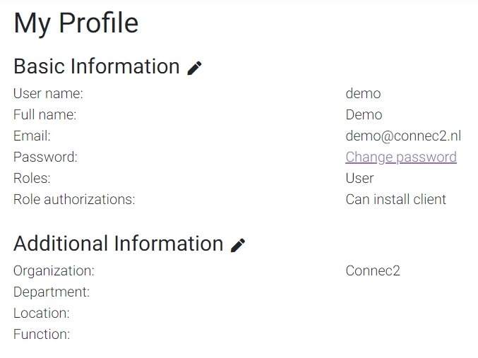 Profile information overview