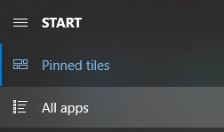 Windows Start menu All apps