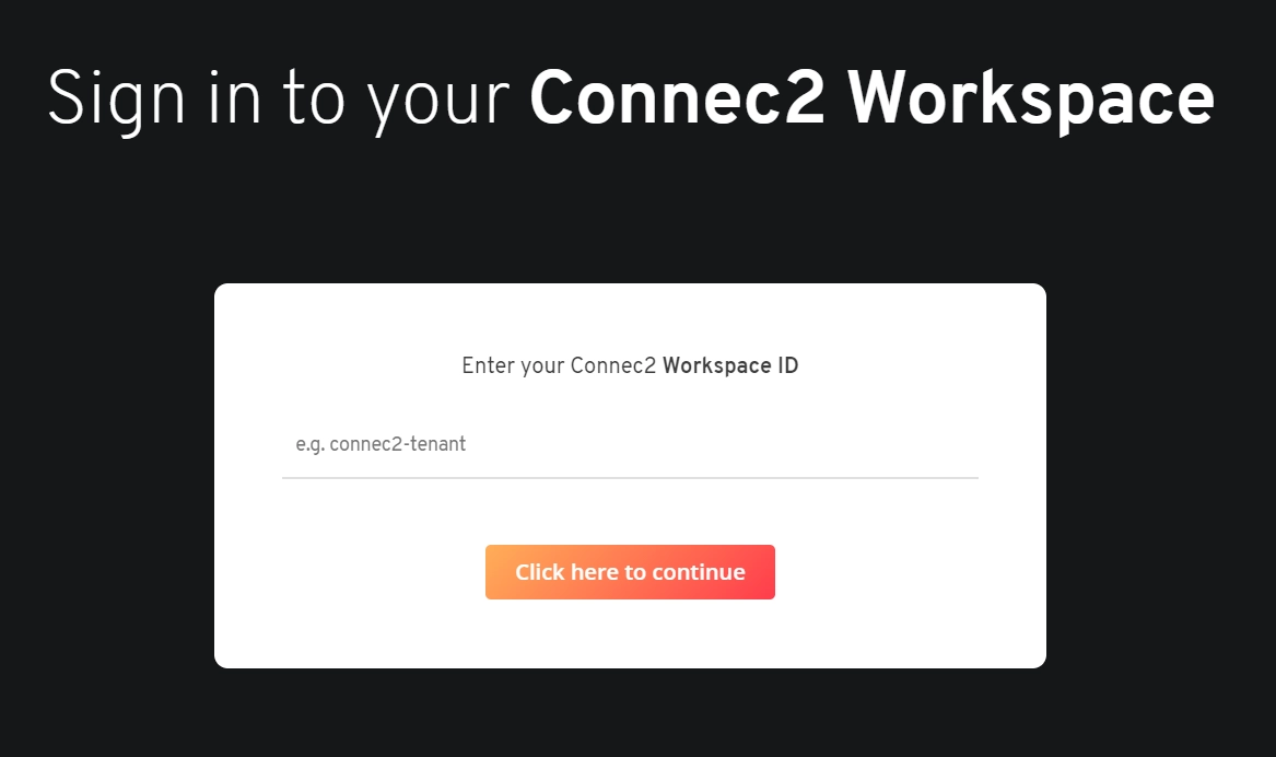 Connec2 login screen