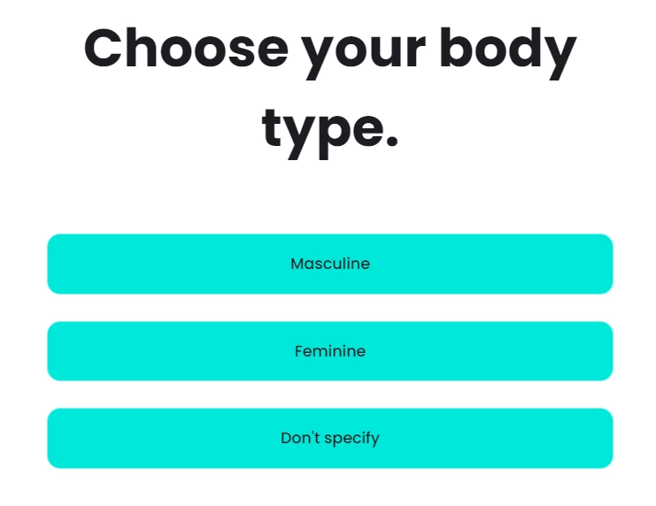 Select body type in avatar creator
