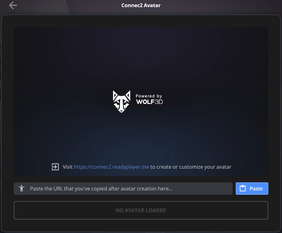 Connec2 Avatar paste URL screen