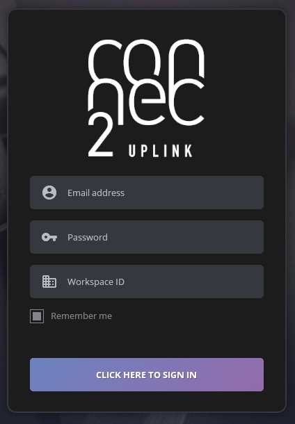 Connec2 Uplink login screen